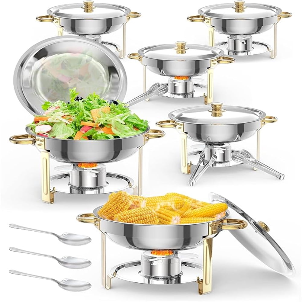 Buffet-Set 4-tlg. Aus Edelstahl, 5QT Pro Pfanne - Mit Deckel, Brennstoffdose, Löffel & Pinzette