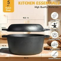 Cast Iron Dutch Oven for Baking, 5QT Multi-Functional Pot with Banneton Basket & Baking Supplies