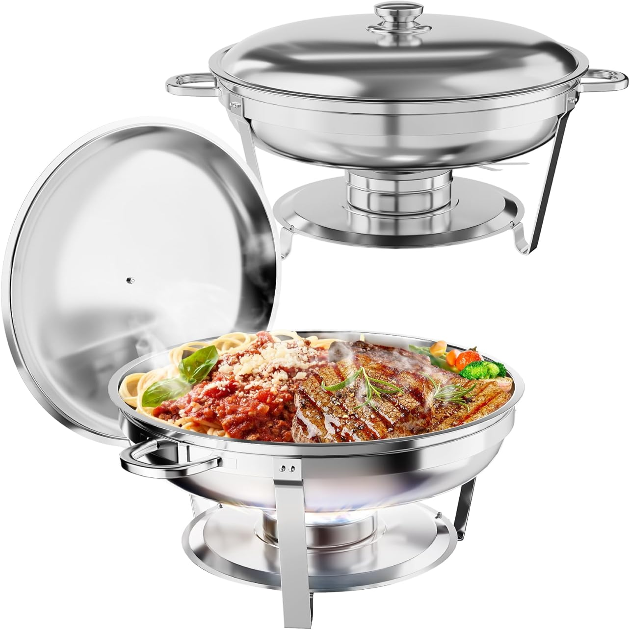SEGAWE 8QT Stainless Steel Chafing Dish – 6 Pack, Full Size Rectangle, Buffet Catering
