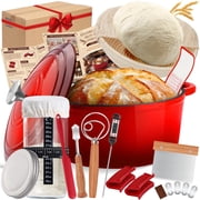 YORWHIN 5QT Enameled Cast Iron Dutch Oven Pot with Lid, Supplies like Banneton Bread Proofing Basket, Starter Jar, Bread Lame