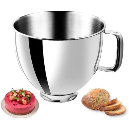 5QT Heavy Duty Stainless Steel Mixer Bowl for KitchenAid Artisian&Classic Mixers, Compatible With 4.5-5 Quart KitchenAid Tilt-Head Stand Mixers