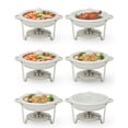 thumbnail image 1 of 5QT Round White Maifanite-Coated Chafing Dish Buffet Set of 6, Stainless Steel Food Warmer with Clear Lids for Parties Weddings Catering, 1 of 7
