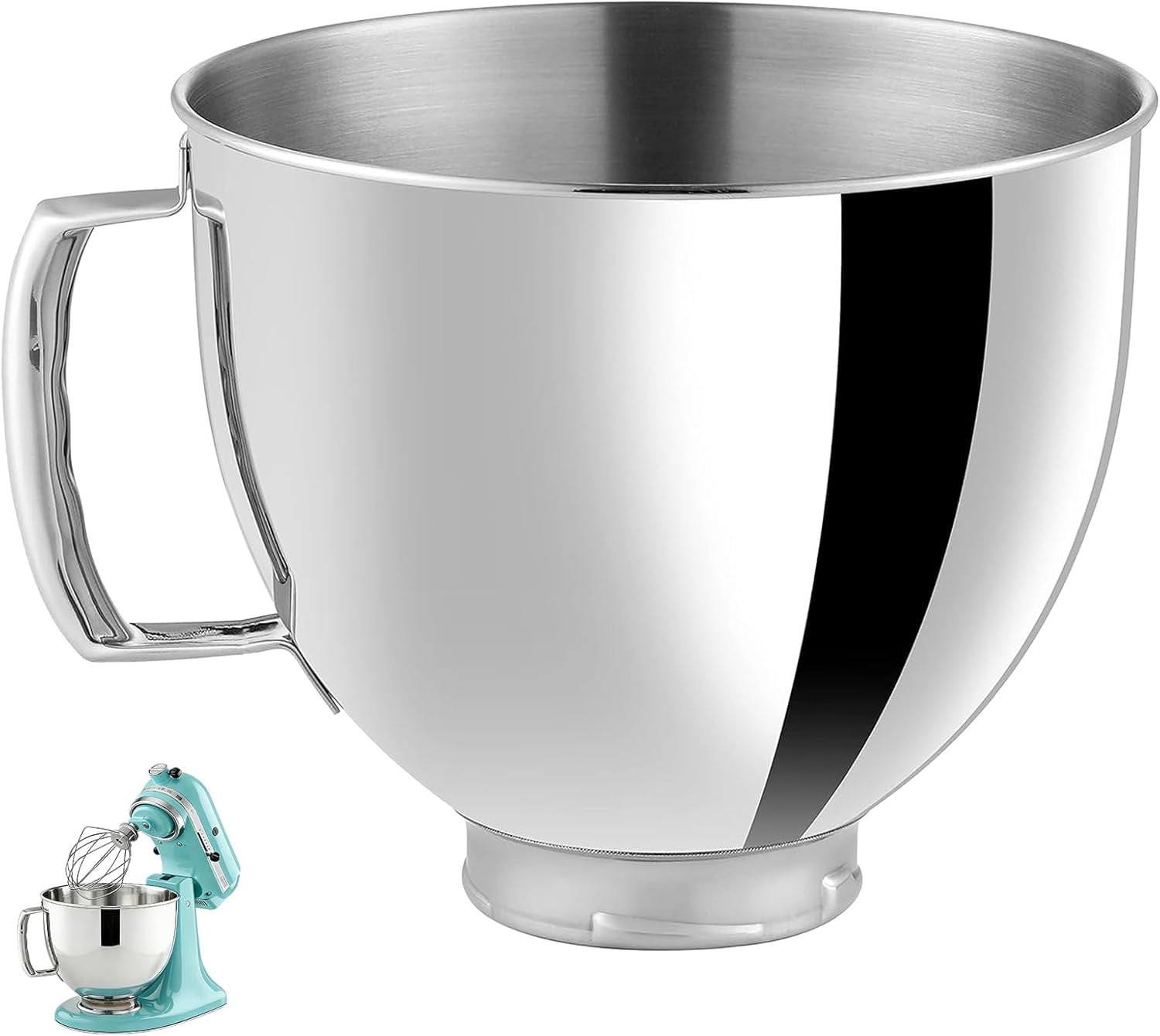 5QT Stainless Steel Mixer Bowls with Handle Fit forTilt-Head Stand Mixers Replacement/Accessories Bowl for Mixer Dishwasher Safe Oven Safe Easy to Clean Polished