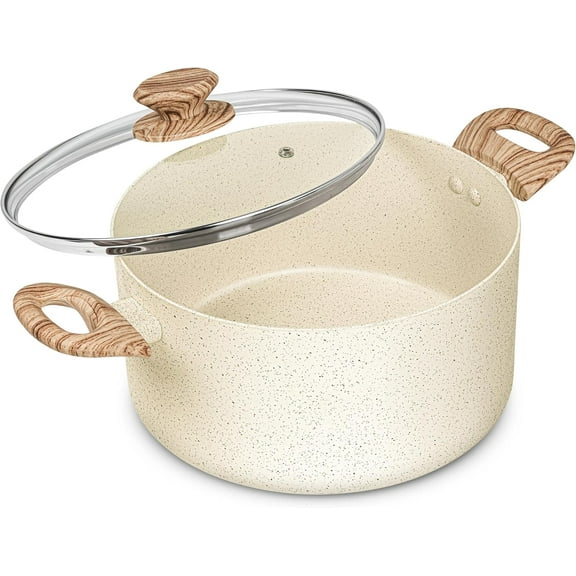 5Qt Nonstick Stock Pot with Lid, White