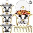 thumbnail image 1 of 5Qt Stainless Steel Round Chafing Dish Buffet Set, Full Size Food Warmer with Glass Lid, Folding Stand & Fuel Holder for Catering, Weddings, Parties, Banquets, 1 of 7