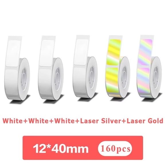 5ROlls 12x40mm P12Printer Thermal Paper Sticker Tape Label Paper for P11/P15/P50/B100/D30/HP1/HP3