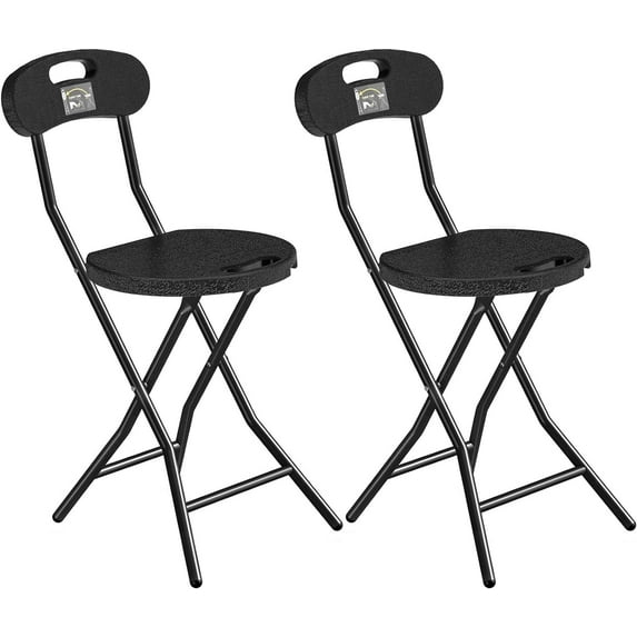 5Rcom Folding Stool, 2 Pack 24 inch Folding Bar Stool with Backrest and Handle, Foldable Stools for Adults Up to 350lbs, Collapsible Round Folding Counter Height Stool Chair for Camping Kitchen