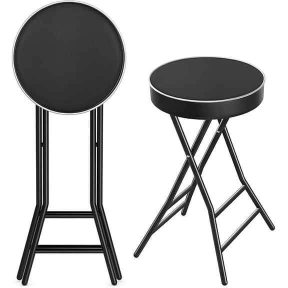 5Rcom Folding Stool, 4 Pack 24 inch Bar Stools with Handle, Metal and Plastic Foldable Stool for Adults Portable, Collapsible Round Folding Bar Stool Chair for Home Kitchen, 550lbs Capacity, White