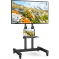 thumbnail image 1 of RTVR Black Rolling TV Cart Stand with Wheels for 32 to 83 inch TVs, Portable Mobile Height Adjuatable Shelf, 1 of 9