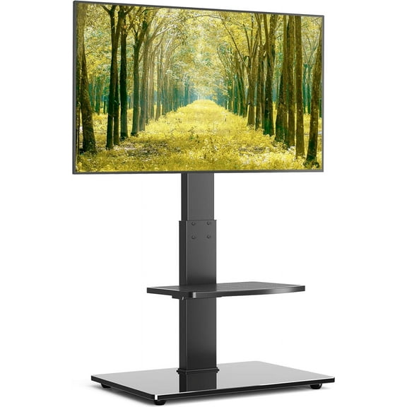 5Rcom Reinforced Floor TV Stand with Mount, Height Adjustable TV Floor Stand with Shelves for 32-70 inch Plasma LCD LED Flat or Curved Screen TVs, Swivel TV Stand for Bedroom, Living Room