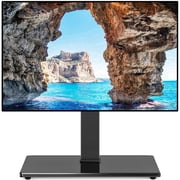 RTVR Universal Table Top TV Stand for 32 to 75 inch Flat Screen TVs, Swivel Height Adjustable Table Mount Base, Black
