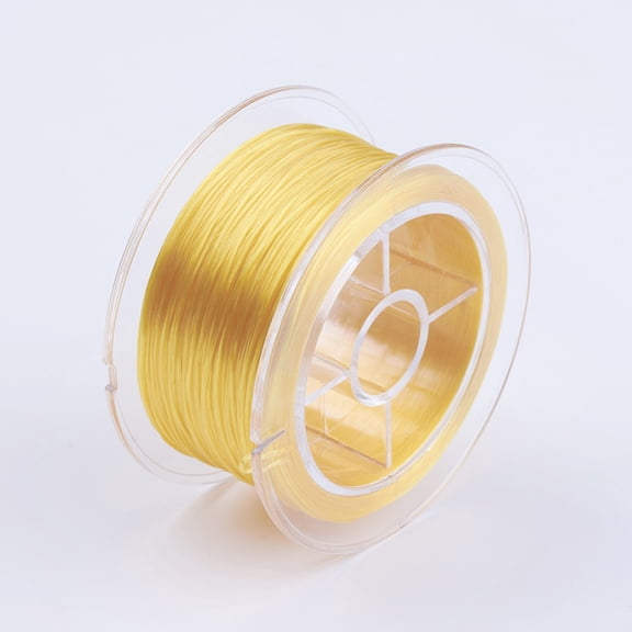 5Roll Flat Elastic Crystal String Elastic Beading Thread for Stretch Bracelet Making Yellow 0.6mm about 54.68 yards(50m)/roll