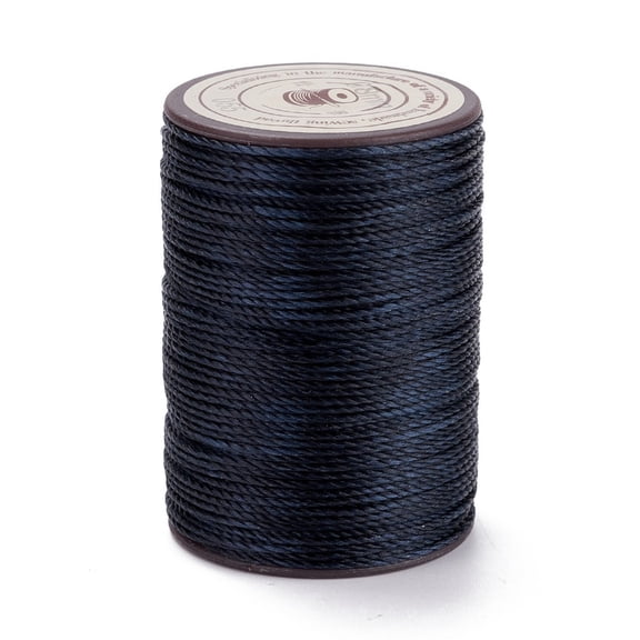 5Roll Round Waxed Polyester Thread String Micro Macrame Cord for Leather Sewing Stitching Midnight Blue 0.8mm about 54.68 Yards(50m)/Roll