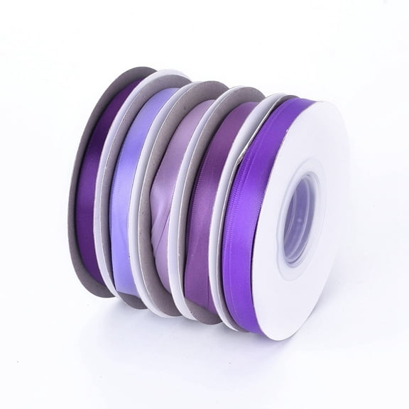 5Roll Single Face Polyester Satin Ribbons for Gift Packing Party Decorate Jewelry Making Mixed Color 10mm about 20yard/roll