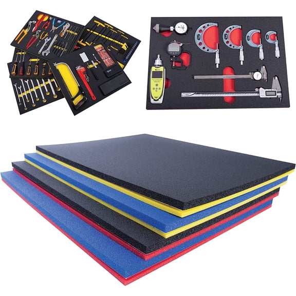 5S Tool Box Shadow Foam Organizers (2 Color) Custom Size (26.25" x 39.75", Black Top/Yellow Bottom)