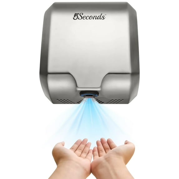 5Seconds Commercial Hand Dryer, Stainless-Steel Touch-Free, HEPA Filter, 1800W, UL Listed, Silver