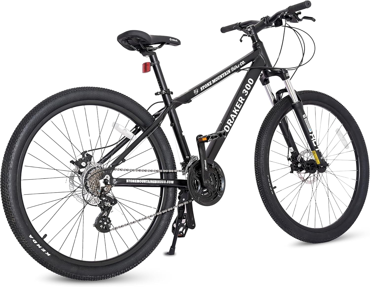 5Seconds Foraker 300 Hybrid Mountain Bike, 21-Speed Adult Bicycle for Men & Women, Lightweight Aluminum Frame, Front Suspension, Mechanical Disc Brakes, Trigger Shifters, All-Terrain Bike Black