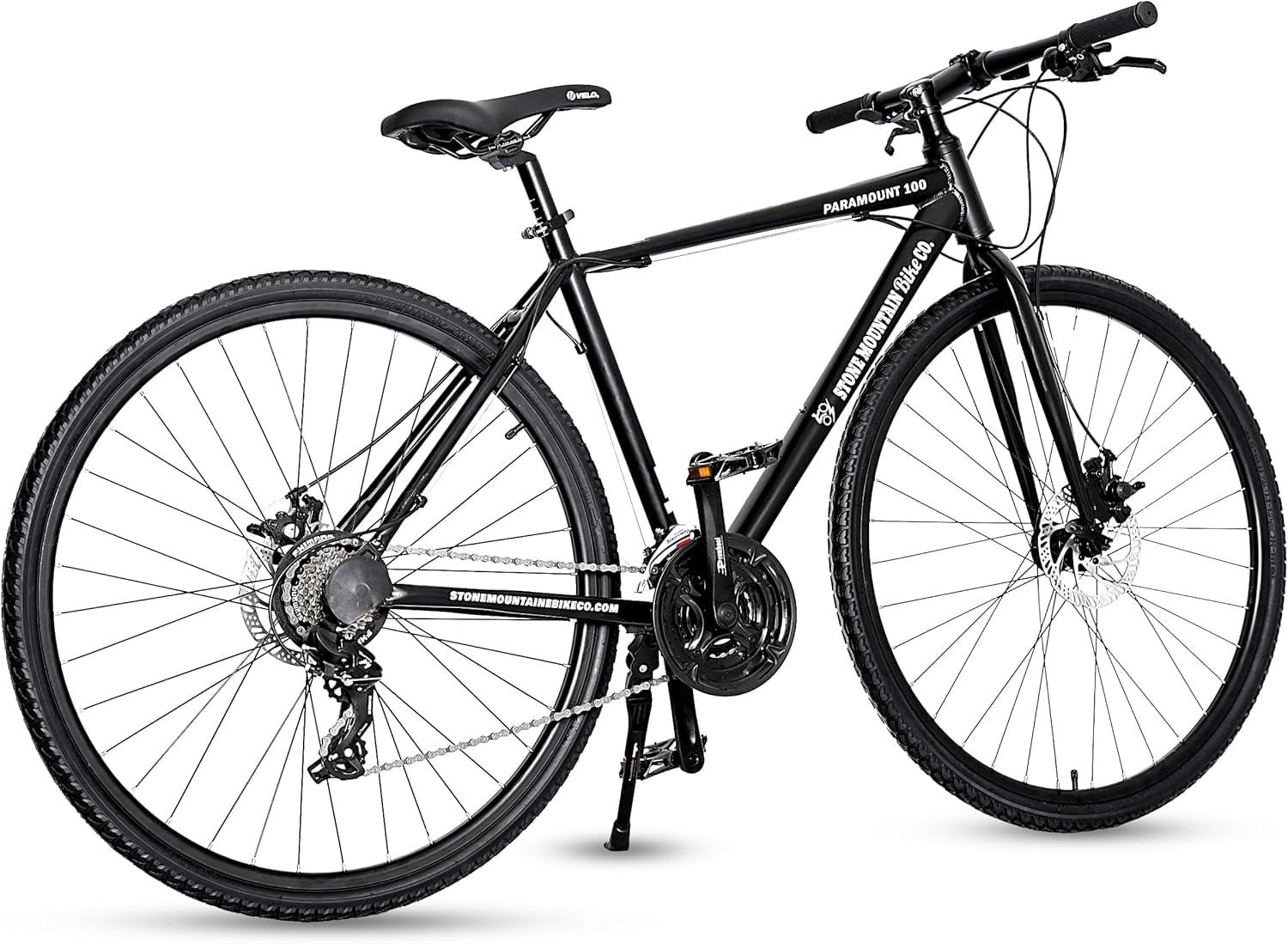 5Seconds PARAMOUNT 100 Hybrid Bicycle, Lightweight Aluminum Frame 21- Speed Bike with Trigger Shifters, and Mechanical Disc Brakes - Black