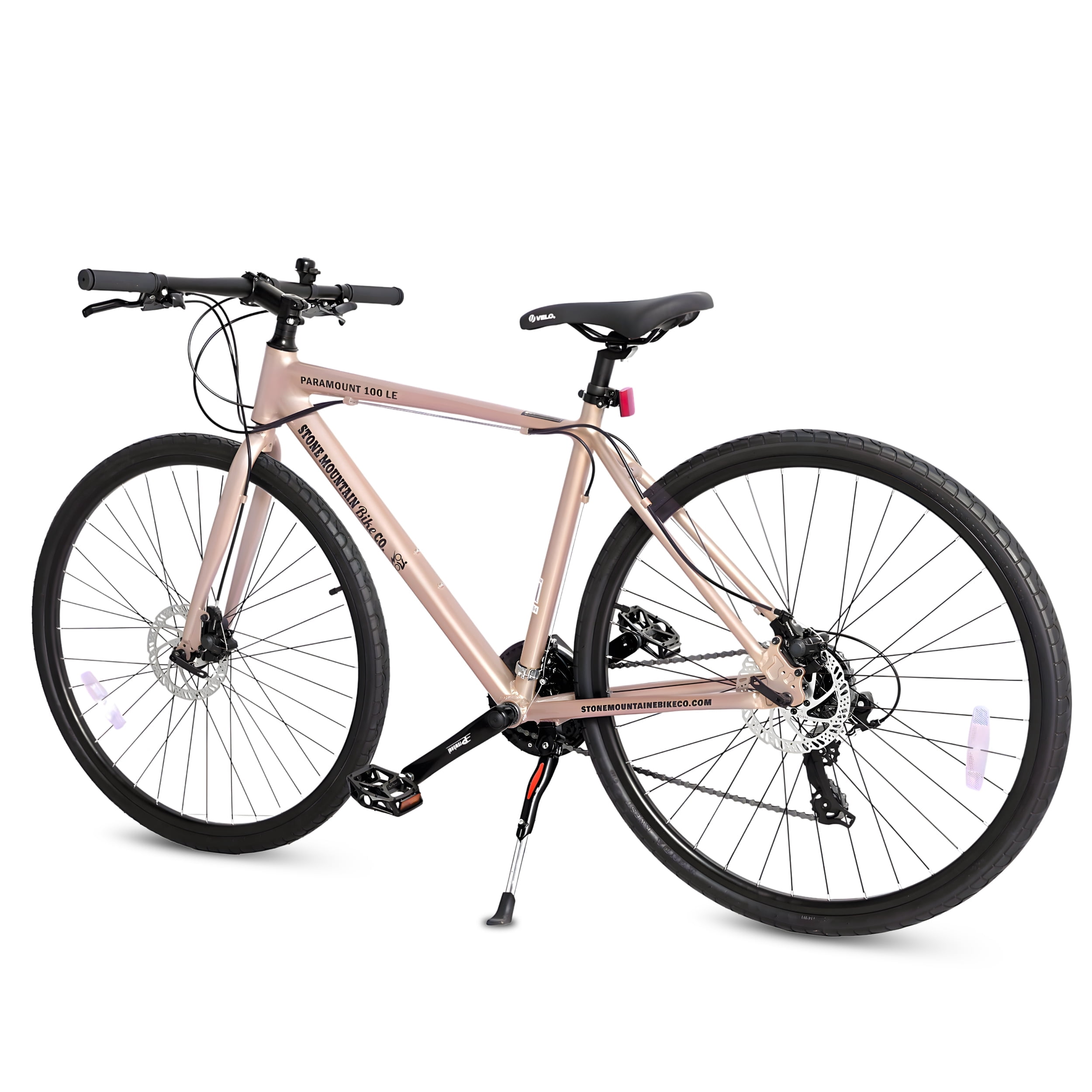 5Seconds PARAMOUNT 100 Hybrid Bicycle, Lightweight Aluminum Frame 21- Speed Bike with Trigger Shifters, and Mechanical Disc Brakes - Metallic Beige
