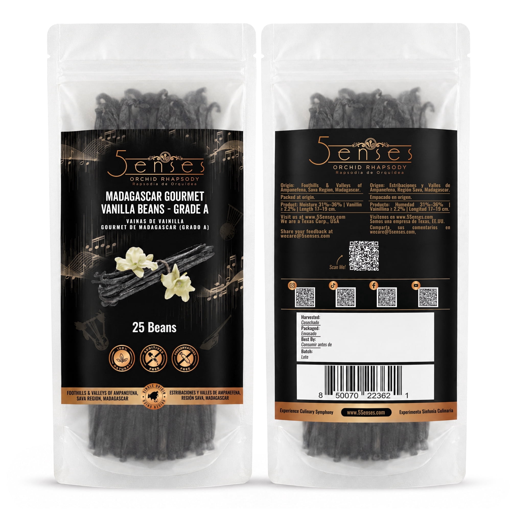 5Senses Madagascar Gourmet Vanilla Beans Grade A | Orchid Rhapsody ...