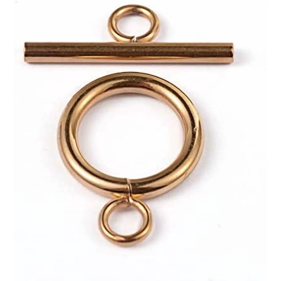 5Set 304 Stainless Steel Ring Toggle Clasps Golden Metal Bar and Ring Clasps Ion Plating(IP) Ring Toggle T Bar Clasps Sets for Necklace Bracelet Jewelry Making Ring: 19x14x2mm Making DIY