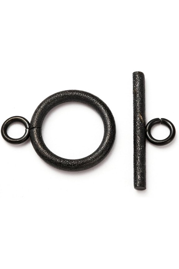 5Set 304 Stainless Steel Textured Toggle Clasps Ring Toggle T Bar Clasps Sets Electrophoresis Black Toggle Clasps Connectors for Necklace Bracelet Jewelry Making Ring: 18.5x14x2mm