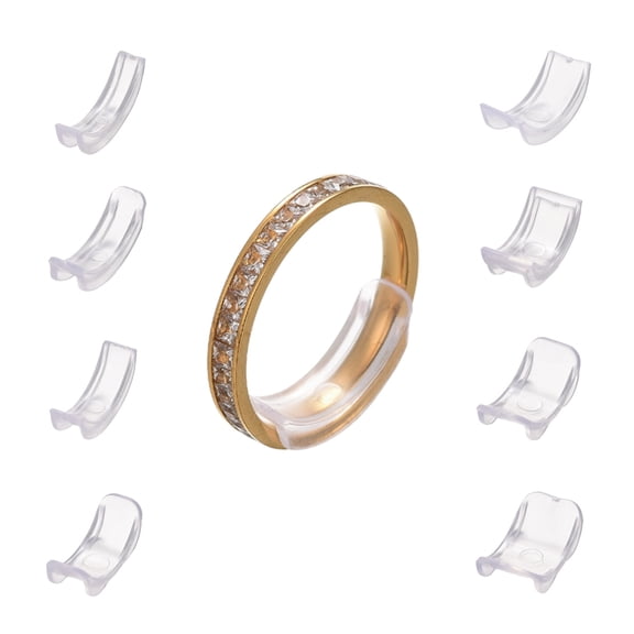 5Set 8Pcs 8 Sizes Plastic Invisible Ring Size Adjuster Fit 1~10mm Width Rings Clear 18~20x4~11.5x3mm 8pcs/set