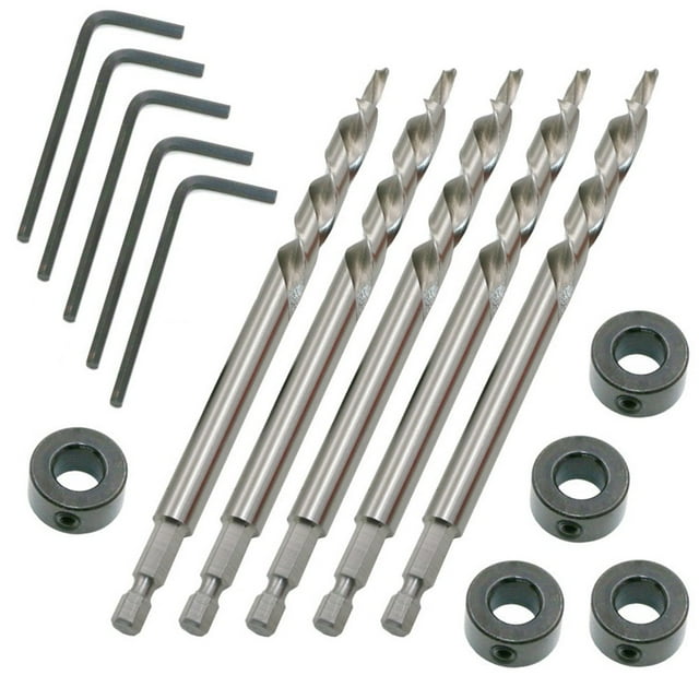 5Set 9mm Hex Shank Pocket Hole Step Drill Bit Pocket Pilot Hole Drill