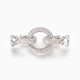 thumbnail image 1 of 5Set Brass Micro Pave Cubic Zirconia Fold Over Clasps Flat Round Clear Real Platinum Plated 32mm Inner: 4.5mm, 1 of 3
