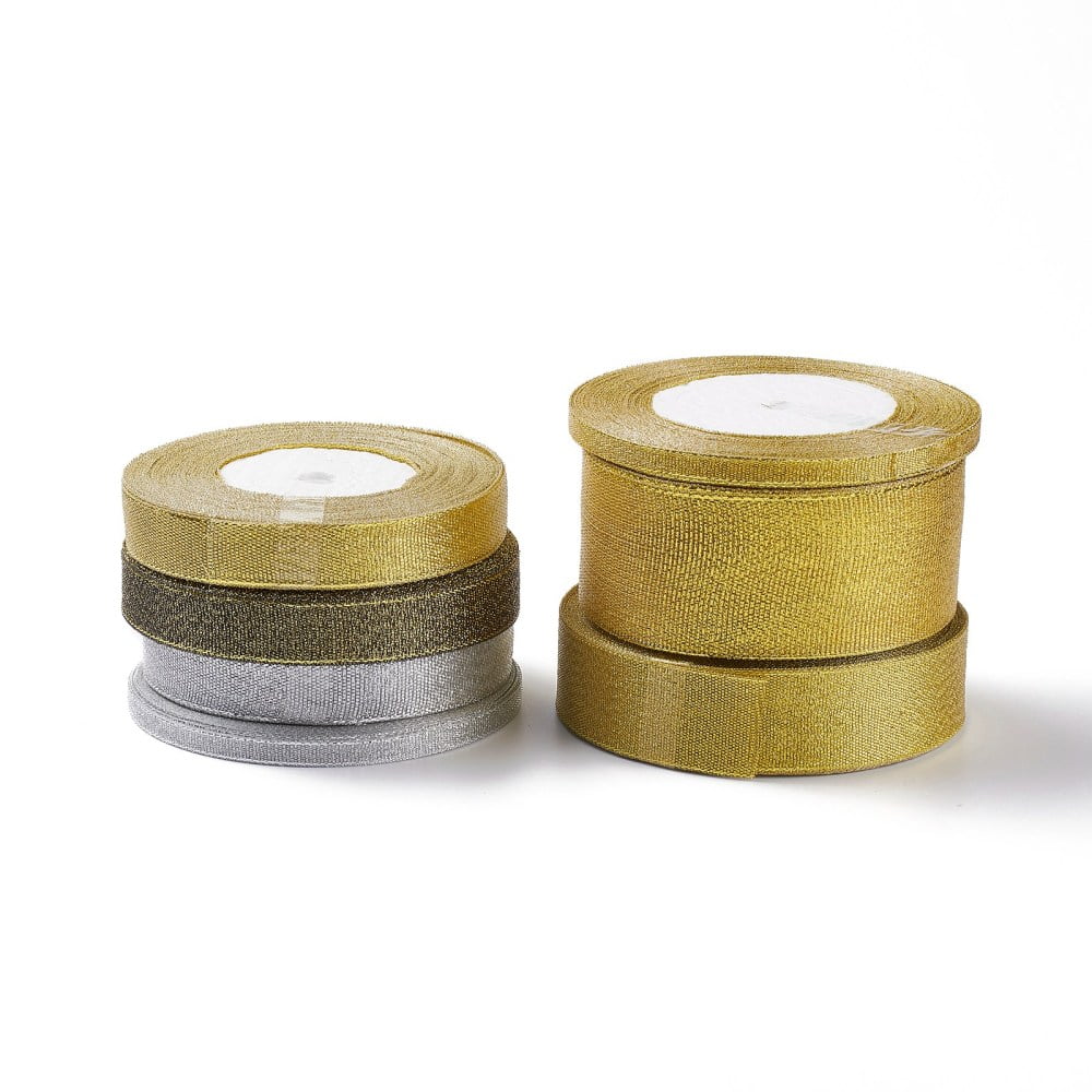 5Set Glitter Metallic Ribbon Sparkle Ribbon Suitable for Decoration Rectangle Mixed Color 1/4 inch~1-5/8 inch(6.5~41mm) 21.87~27.34 yards(20~25m)/roll 4 rolls/set
