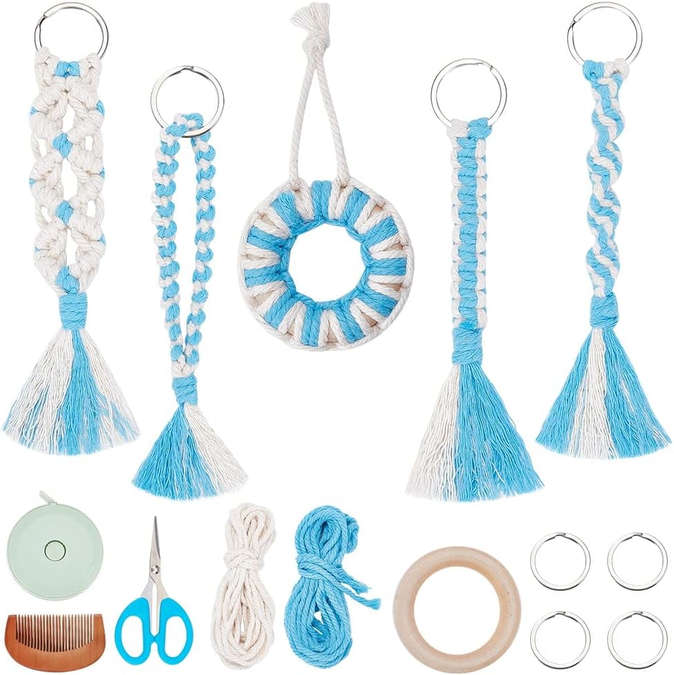 Notical Key Chain 5Set Macrame Keychain Kit Summer Style Boho Keychain Ornament ...
