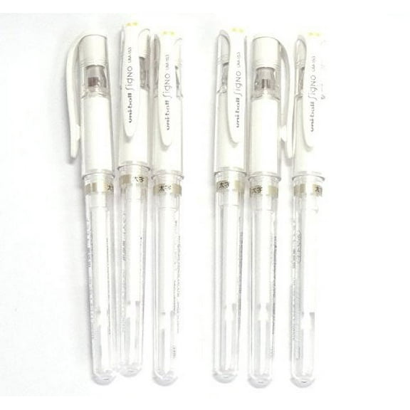 5Set X Uni-Ball Signo Broad Point Gel Impact Pen - White Ink - Total 30 Pens/Made in Japan