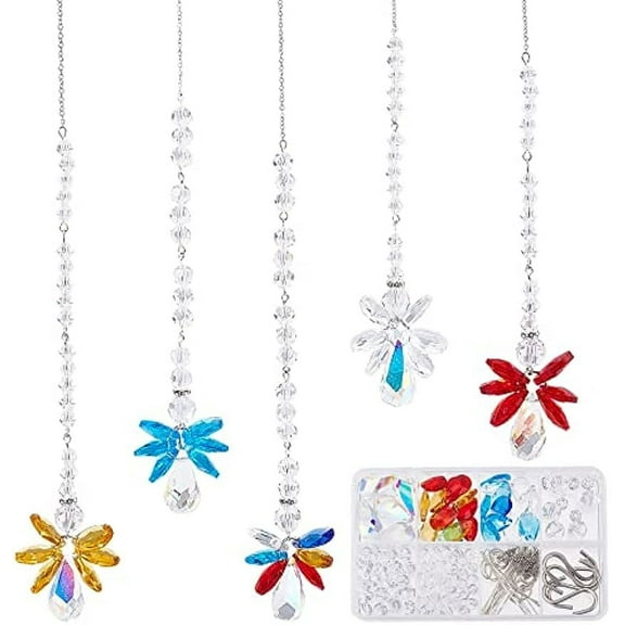 5Sets Angel Suncatcher Making Kit Sun Catchers Crystals Glass Beads Charms Rainbow Catcher
