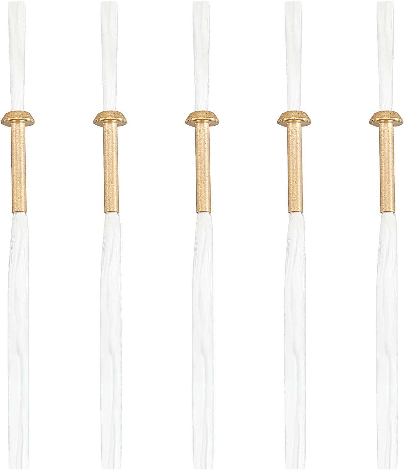 5Sets Fiberglass Wicks with Brass Tube Holder Golden Metal Wick Holders