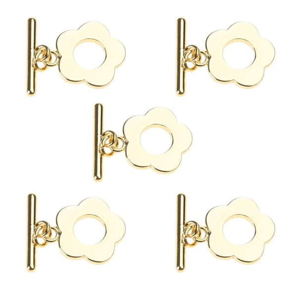 5 Sets Flower Toggle Clasp T-Bar Closure Connector OT Necklace Bracelets Clasp Jewelry Craft Making Accessories