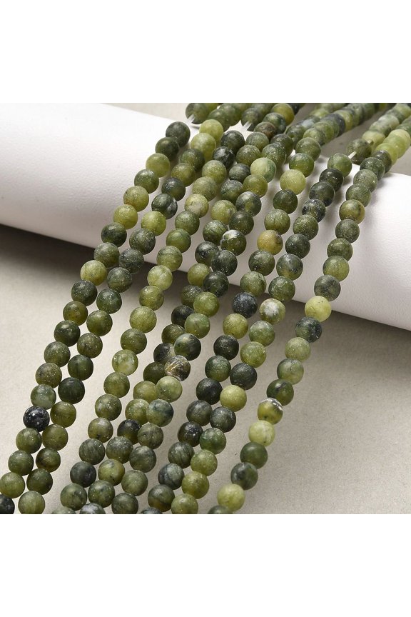 5Strand 5Strand Round Frosted Natural TaiWan Jade Bead Strands 4mm Hole: 1mm 99pcs/strand 14.5~15 inch