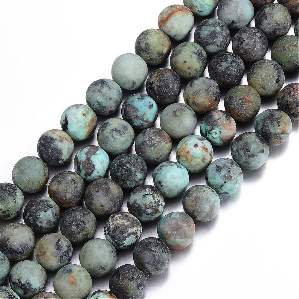 5strand Frosted Natural African Turquoise Jasper Round Beads Strands