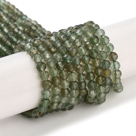 5Strand Natural Green Apatite Beads Strands Faceted Round Grade A 4~4.5mm Hole: 0.7mm about 97~101pcs/strand 15.31~15.51 inch(38.9~39.4cm)