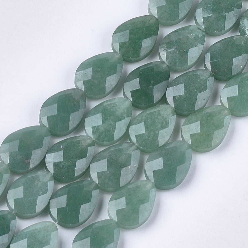 5Strand Natural Green Aventurine Beads Strands Faceted teardrop 18x13~13.5x5.5~6mm Hole: 1.2mm about 11pcs/strand 7.8 inch