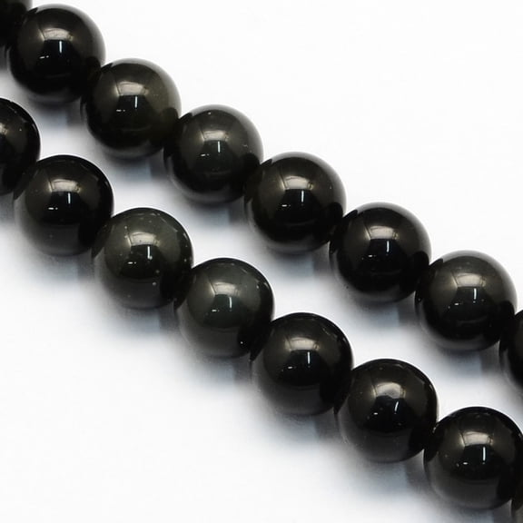 5Strand Natural Strands Obsidian Obsidian Round Beads 6.5mm Hole: 1mm 63pcs/strand 15.5 inch