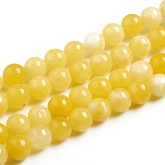 5Strand Natural White Jade Beads Strands Imitation Amber Color Dyed Round Gold 8mm Hole: 0.8mm about 47pcs/strand 14.96 inch(38cm)