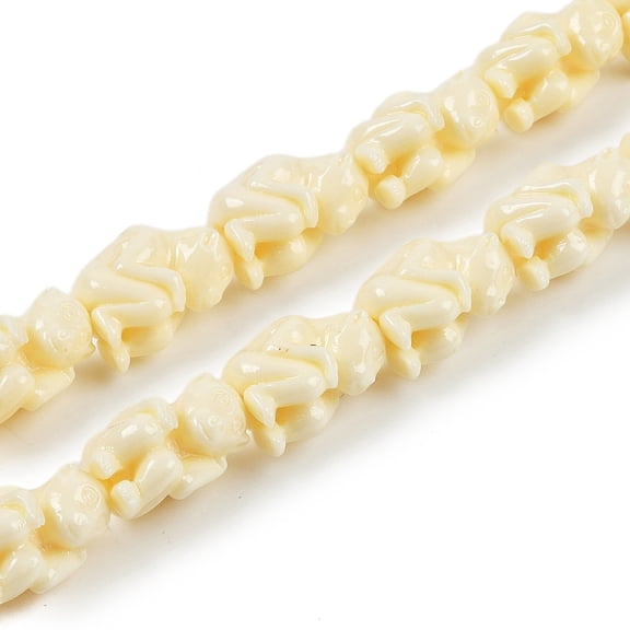 5Strand Synthetic Coral Carved Beads Strands Dyed Monkey Lemon Chiffon 16.5x10x13mm Hole: 1.4mm 25pcs/strand 16.14 inch(41cm)
