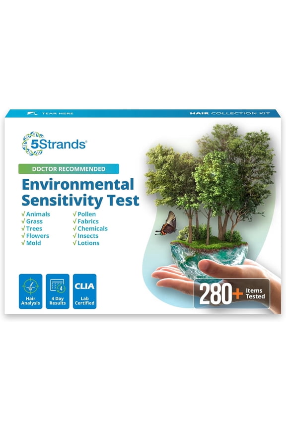 Environmental Sensitivity Test, 282 Outdoor & Indoor Items Tested, at Home Intolerance Test for Adults & Kids, Accurate Hair Analysis, Results in 4 Days