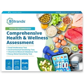 5Strands Food Intolerance, Environmental & Heavy Metal Sensitivity, and Nutritional Imbalance Test for Adults & Kids, 1119 Items Tested, Gut Health Test, Hair Analysis, Results in 4 Days