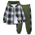 thumbnail image 1 of 5T 5T Boy Boys Clothes Size 5 Kids Tween Boy Clothes Casual Button Down Hooded Shirt + Plaid Print 2Pcs Pants Clothing Set, 1 of 9