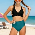 thumbnail image 1 of 5T 6T Girls Swimsuits Bathing Suits For Teens Bikini Set Solid Color V-Neck Two Piece Bathing Suit, 1 of 8
