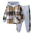 thumbnail image 1 of 5T 7 Year Old Boy Clothes 2T Boys Clothes Toddler Boy Clothes Plaid Hooded Shirt - 2 Piece Outfit Button Front Toddler Hoodie & Sweatpants Set, 1 of 9