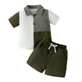 thumbnail image 1 of 5T Baby Boys Clothes 6T Boys 2PCS Summer Outfits Set Lapel Design Little Boys Short Sleeve Color-blocked Shirt Top Shorts Set Green, 1 of 8