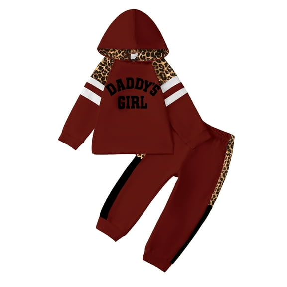 5T Baby Girls Clothes 6T Girls 2PCS Hoodie Outfits Set Letter Print Little Girls Long Sleeve Hooded Top Pants Set Red