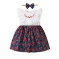 thumbnail image 1 of 5T Baby Girls Dress 6 Years Little Girls Sleeveless Dress Little Girl Summer Floral Dress Headband Set White, 1 of 9